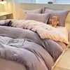 Juego de Cama Antiestático de Leche Polar Cuatro Piezas Engrosado Polar Coral Felpa de Doble Cara Funda Nórdica Sábana de Franela Juego de Tres Piezas