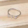 Anel de Moda S925 Prata 5 Zircônias Triângulo Feminino Aberto Ajustável Anel de Dedo 9-10 6 Zircônias JG6205