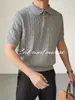 2025 Camisa Polo de Punto para Hombre de Manga Corta Marca de Alta Gama de Moda Ropa para Hombre Verano Cuello Transpirable Tejido de Punto Casual