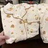 Pijama Cartoon Anime Rilakkuma para Mulheres Primavera e Outono Manga Longa Calça Estilo Ins Conjunto Menina Bonita Casual Roupa de Casa