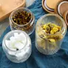 Frasco de Almacenamiento con Tapa de Madera de Acacia Vidrio de Alto Borosilicato Martillado Botella de Almacenamiento para Snacks y Frutas Secas Frasco Sellado para Granos de Cocina