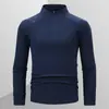 Camiseta Deportiva Unisex de Manga Larga con Media Cremallera y Cuello Alto para Pareja, para Primavera y Otoño, Casual Ajustada, Transpirable, Elástica y de Secado Rápido