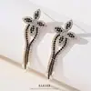 Brincos de Corrente Longa com Garras Exageradas Elegantes de Prata S925 com Strass para Mulheres Brincos com Franjas de Diamante Colorido Europeus e Americanos Brincos da Moda