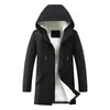 Comércio Exterior 2024 Outono e Inverno Novo Cor Sólida Quente Roupas de Algodão Masculino com Capuz Zíper Lã de Cordeiro Comprimento Médio Corta-vento Masculino