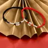 Pulsera de Moneda de Cobre Pequeña de Plata 99 para Mujer, Pulsera de Cuentas de la Suerte para Parejas, Cadena de Hilo Rojo, Diseño de Nicho, Regalo Versátil para Mujeres