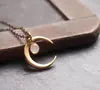 Colar de liga de pedra da lua com sol e lua de moda retrô europeu e americano, estilo nacional, lua, chifre de lua