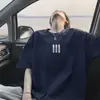 Camiseta Masculina Gola Redonda Pesada Manga Curta Estilo Americano 2025 Verão Fina Tendência Marca Tendência Bonita Solta Manga Meia