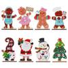 Adornos navideños transfronterizos: pareja de hombrecitos de jengibre, hombrecitos de galletas, adornos navideños de madera para escritorio.