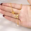 Diseño Moderno Zircón Mariposa Hueca Collar Oro de Arena Vietnamita Borla Larga Perla Falsa Cadena para Clavícula Joyería