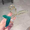 Exquisita horquilla de cola de pez con forma de perla azul, gran pinza para el pelo, pinza para la parte trasera de la cabeza, elegante pinza para el pelo de tiburón para verano.