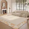 Tapete Creme Estilo Francês para Sala de Estar, Ambiente de Quarto Wabi-Sabi, Tapete para Mesa de Centro de Sofá, Tapete de Chão de Luxo Leve de Alto Padrão para Closet