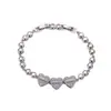 Pulsera Nueva de Corazón Cruzado Europea y Americana, Nuevo Modelo Más Vendido con Corazón en Forma de Corazón Incrustado con Circonita, Pulsera de Moda Personalizada Hip-Hop