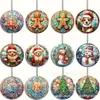 Adornos Navideños Redondos de 12 Piezas Transfronterizos Colgantes Navideños de Madera Decoración del Hogar Adornos Navideños para Interiores Colgantes