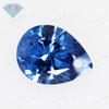 Aretes Huagang gema pera 119# espinela azul un agujero superficie del anillo piedra desnuda forma de gota zafiro artificial incrustado