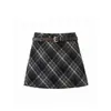 Falda Cuadros de Lana Retro para Mujer en Otoño e Invierno Tallas Grandes mm Gorditas Cintura Alta Cadera Falda Adelgazante Cubre Vientre Falda de Lana Línea A