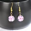 Aretes frescos directos de fábrica elegantes aretes de gota de flor de durazno rosa natural gancho para la oreja joyería de Jingdezhen estilo flor seca