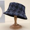 Venta Caliente Transfronteriza Otoño e Invierno Patrón de Espiga Sombrero de Pescador para Mujer Sombrero de Cubeta Cortavientos Moda al Aire Libre Ocio Versátil Sombrero Blanco y Negro