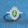 Anillo femenino cerrado de plata esterlina S925 con forma de huevo y diamante morado, verde, azul y rojo, para novias, regalo navideño