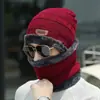 Gorro de Inverno com Forro de Fleece, Gorro de Lã Grossa Tricotado, Estilo Jovem Tendência, Aba Larga, Gorro de Algodão Quente para Puxar, Proteção para Orelhas, À Prova de Vento