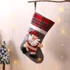 Calcetines de Muñeco de Navidad a Cuadros Grandes Decoraciones Navideñas Bolsas de Regalo para Niños Calcetines de Dulces Bolsas de Regalo