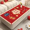 Tapete de Mesa de Centro para Ano Novo 2025 Impermeável e à Prova de Óleo Luxo Leve High-End Vermelho Festivo Sala de Estar Mesa de Centro Toalha de Mesa Tapete Protetor