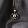 Collar con Colgante Ojo del Diablo Transfronterizo Europeo y Americano para Mujer Cadena de Suéter de Cobre Microincrustado Zirconio de Color Explosiones de Deseos