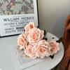 Buquê de 7 Rosas Transfronteiriço, Flores Artificiais, Rosas Vintage, Rosas Cappuccino, Flores para Decoração de Casamento, Decorações de Corredor
