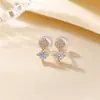 Pendientes de Trébol de Cuatro Hojas de Doble Capa de Plata de Ley S925 Yuebao Jewelry, Trébol de la Suerte de Lujo Ligero con Diamantes, Pendientes Adelgazantes Únicos al por Mayor