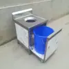 Carrinho Coletor de Lixo em Aço Inoxidável, Mesa Coletora de Lixo, Carrinho Coletor de Resíduos Alimentares, Mesa de Coleta e Reciclagem, Mesa para Lixo de Cozinha, Lixeira para Louças