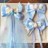 Nuevo set de accesorios para el cabello de princesa de hielo azul con alas de ángel, moño, pinza BB y combinación de banda elástica para niñas
