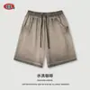 Shorts Casuais Lavados com Fundo Revertido e Cor Queimada 2025 Primavera/Verão Europeu e Americano para Homens da Marca Trendy, Calças Esportivas Largas para Homens