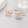 Pendientes de Moda con Forma de Lazo con Anillos Colgantes, Incrustaciones de Circonita que Conservan el Color, Chapados en Oro de 14K, Pendientes de Perlas, Pendientes Hechos a Mano para DIY, Accesorios para Orejas
