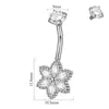 Anillo para Ombligo de Acero Inoxidable Galvanizado con Circonita Blanca Trébol de Cuatro Hojas Cuadrado Mariposa Diente Interno Joyería para Piercing
