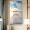 Marco metálico pintura decorativa moderna minimalista para pasillo pintura decorativa para pasillo y pasillo pintura colgante para sala de estar mural para comedor pintura de paisaje marino