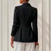 Comercio exterior transfronterizo estilo minimalista de lujo ligero europeo y americano blazer de mujer entallado a la cintura con botones de un solo botón y solapa de muesca para ir al trabajo, traje de longitud corta