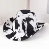Chapéu de Cowboy com Estampa de Leopardo Transfronteiriço, Chapéu de Cowboy Ocidental Estilo Americano com Aba Larga, Chapéu Vintage de Feltro, Estilo Personalizado Unissex