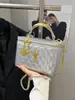 Bolsa de mão estilo Chanel 2026 novo modelo padrão diamante corrente de bolinhas douradas bolsa para mulheres versátil transversal mini bolsa de maquiagem
