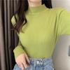 Tricô Gola Alta para Mulheres 2024 Outono e Inverno Estilo K Novo Tricô para Usar por Baixo Mangas Compridas Interno Slim Pulôver Top Trbottomy