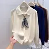 Estilo Preppy Coreano Cuello Polo 2025 Principios de Otoño Tejido de Punto Ropa de Punto Diseño Versátil Top Corto de Moda para Mujer