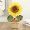 Planta de girasol en maceta tejida a mano exquisita producto terminado, flor artificial tejida con lana decoración de escritorio, regalo del Día del Maestro