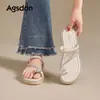 Pantuflas para Mujer Augu Shiden Estilo Francés Modelo Nuevo Verano 2026 con Pedrería, Perfectas para Combinar con Vestidos, Sandalias Planas de Playa con Suela Suave