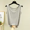 Colete feminino de modal liso para o verão com gola U, peça íntima simples sem mangas, regata justa, blusa de base fina plus size