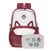 Mochila Escolar Desenho Animado Ins Novo Estilo Estampa de Gatinho Fofo Mochila de Grande Capacidade para Alunos do Ensino Fundamental e Médio, Mochila Redutora de Peso e Resistente ao Desgaste