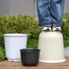 Maceta de plástico imitación cerámica, maceta grande para plantar, recipiente de resina para plántulas, plantación de árboles, control de raíces, transpirable, maceta redonda de gran diámetro