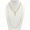 Cadena de Perlas Oceánicas de Venta Caliente Transfronteriza Europea y Americana Cadena para Clavícula de Mujer Colgante de Estrella de Mar y Concha Collar Multicapa Apilable Venta al por Mayor