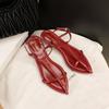 Sandalias de Tacón de Cuña de Nuevo Estilo Elegantes con Punta Fina y Tacón Alto Único con Correas Finas y Hebilla de Punta Abierta para Mujer