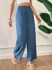 Pantalones Holgados de Pierna Ancha de Cintura Alta para Mujer, Color Sólido Casual, Pantalones Largos Versátiles de Moda, Venta al por Mayor Primavera 2025 Temu Transfronterizos Europeos y Americanos