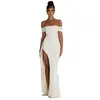 Ropa de Mujer de Exportación Europea y Americana Transfronteriza Primavera 2024 Sexy de un Hombro Elegante Vestido de Fiesta Vestido con Abertura