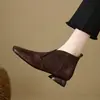 Zapatos de cuero de tacón grueso, nuevos planos versátiles 2026 de punta cuadrada con detalles estampados, diseño en forma de V, estilo retro francés, de moda para primavera y otoño, de mujer
