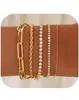 Pulsera de Cadena Retorcida Trenzada de Latón Chapado en Oro Real Transfronteriza Europea y Americana Set de Pulseras Estilo Lujo Ligero de Moda